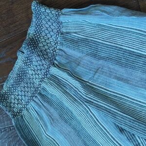 5 for $50 SO Blue Striped Linen Blend Wide-Leg Smocked Waist Flowy Pants, M